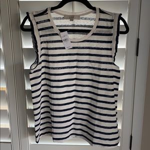 Loft navy and white striped shirt